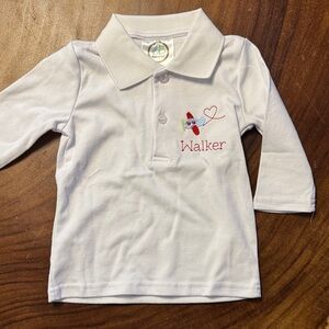 Walker Embroidered Kids Polo Shirt - White